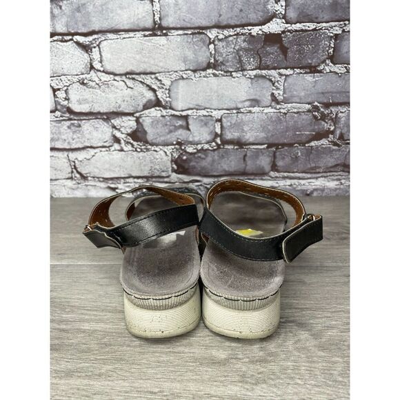 Flexus Spring Step Anatomic Black Leather Rhinestone Strap Sandals Women Sz 10M - Picture 5 of 16